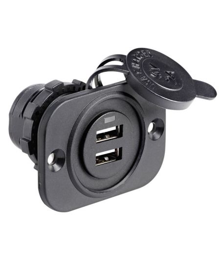 Double prise USB - noire