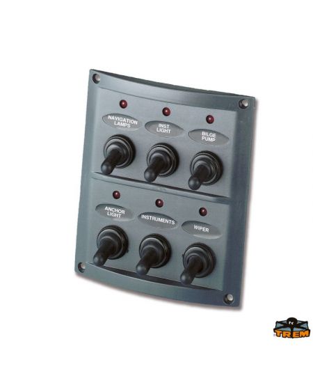 Tableau électrique Pilot - 6 inters à LED - noir - 110 x125 mm - En blister