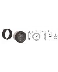 Ampèremètre 80A - cadran noir - lunette polie - 12/24V