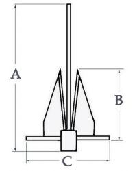 Ancre type Danforth - acier galvanisé - 10 kg