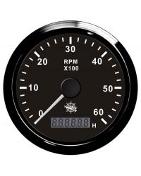 Compte-tours universel avec compte-heures - 0-4000 RPM - cadran noir - lunette noire