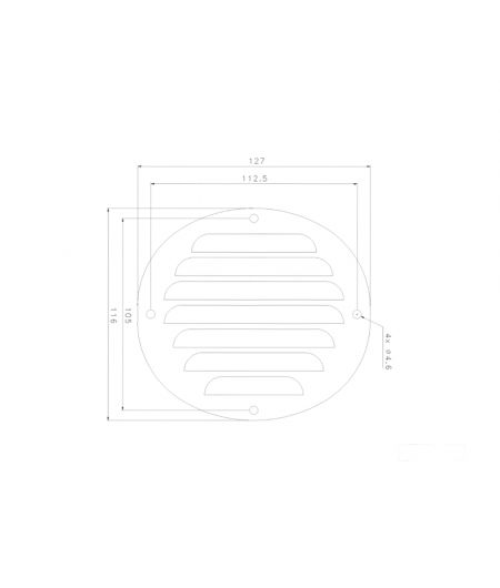 Grille d'aération ovale en inox poli 116x128 mm
