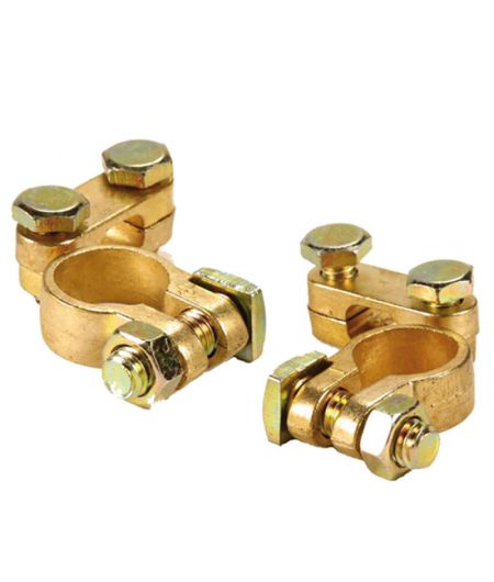 Cosses de batterie laiton double serrage - la paire - En blister