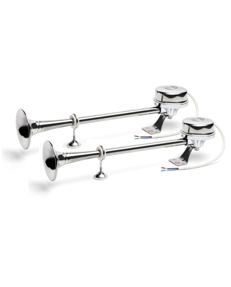 Klaxon - Avertisseur électrique inox - 2 trompes Klaxon - Avertisseur électrique inox - 2 trompes
