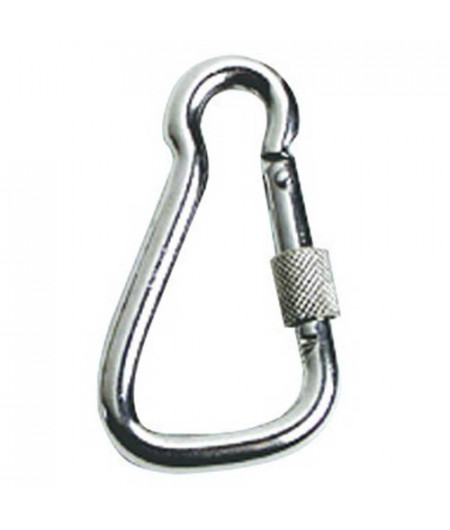 Mousqueton AISI 316 grand, frette de securité 23mm -