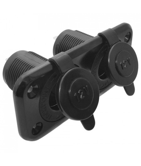 Double prise de courant allume-cigare - noire