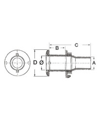 Passe-coque AISI 316 1 1/2'' x 45 mm -