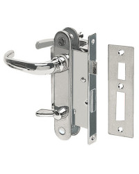 Serrure laiton chromé 2 plaques et poignées gauche -