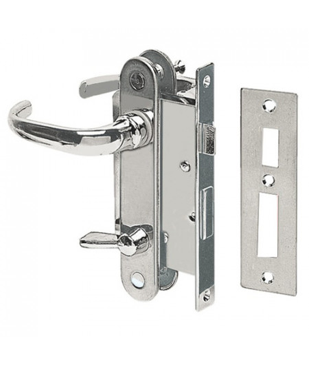Serrure laiton chromé 2 plaques et poignées gauche -