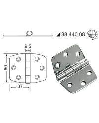 Charnière 2 mm n?ud saillant 74x60 mm -