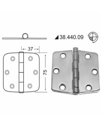 Charnière 2 mm n?ud saillant 74x75 mm -