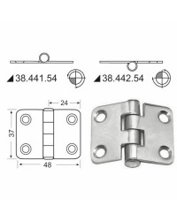 Charnière n?ud saillant 48x37 mm -