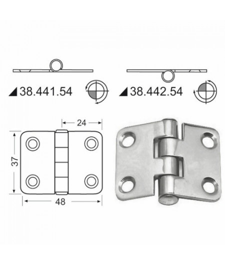 Charnière n?ud saillant 48x37 mm -