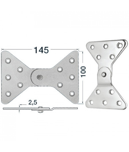 Charnière inox lat. 145x100 -