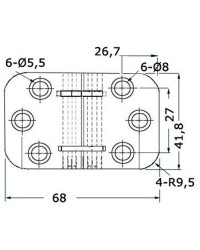 Charnière à retournement 68x42 mm -