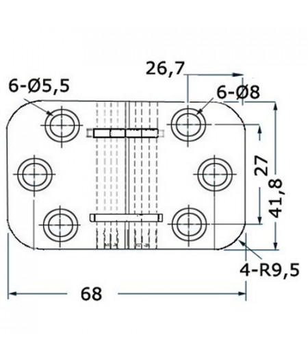 Charnière à retournement 68x42 mm -