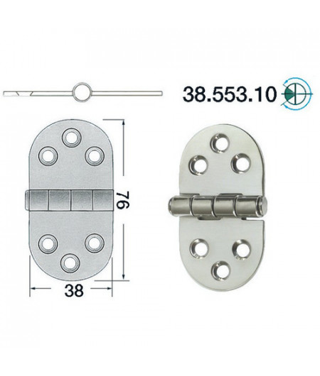 Charnière moitié encastré 76x38 mm -