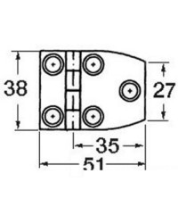 Charnière inox av. 51x38 trap. -