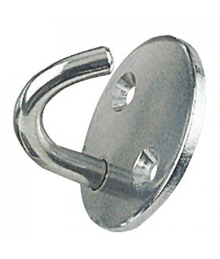 Crochet sur plaque tonde inox poli 8 mm -