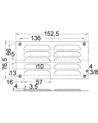 Grille aération inox poli 76x152 mm -