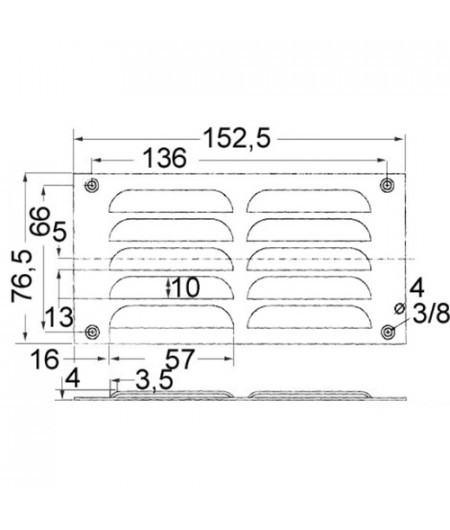 Grille aération inox poli 76x152 mm -