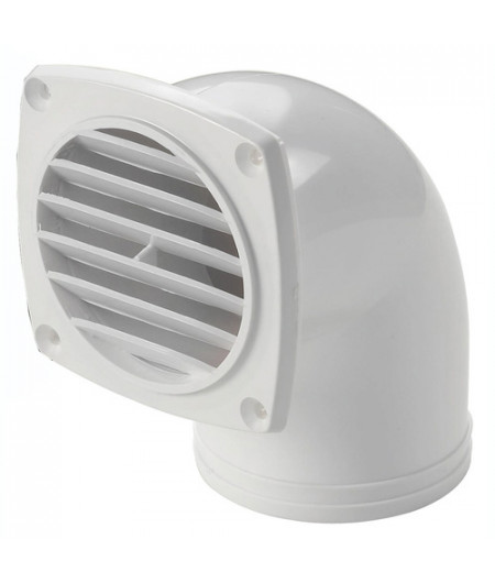 Pris air ABS blanc avec collier 90° 92 x 92 mm -