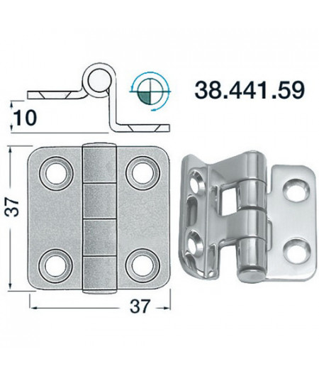 Charnière porte-à-faux 37x37 mm -