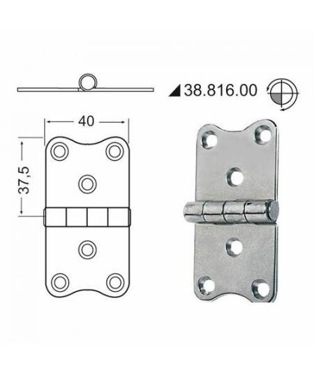 Charnière n?ud saillant 75x40 mm -