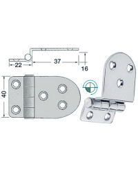 Charnière porte-à-faux 59x40 mm -