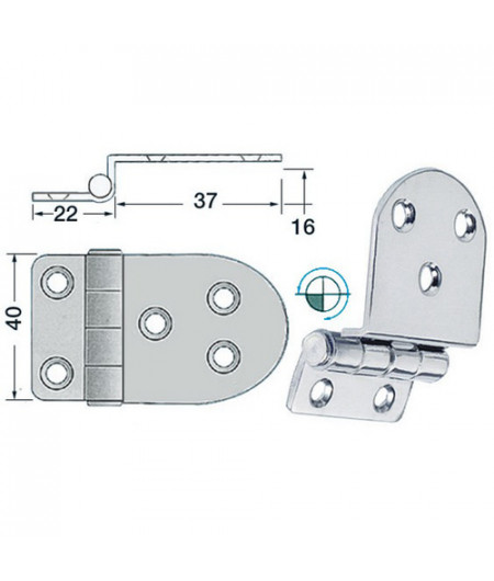 Charnière porte-à-faux 59x40 mm -