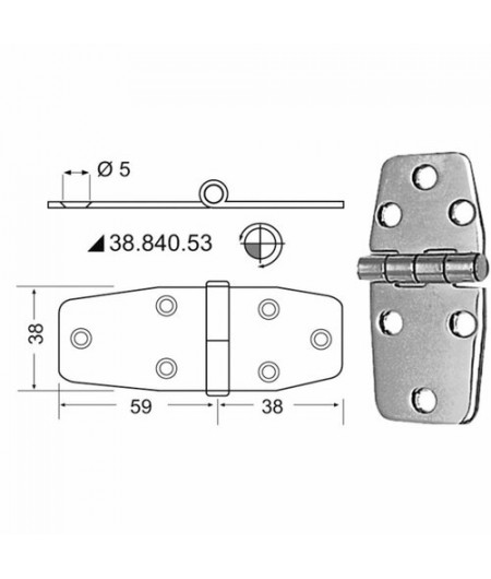 Charnière n?ud saillant 97x38 mm -