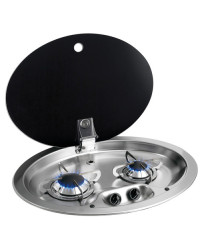 Plan cuisson inox 2 feux couvercle fumé 510x390 mm -