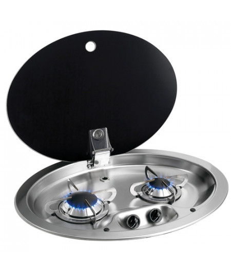 Plan cuisson inox 2 feux couvercle fumé 510x390 mm -