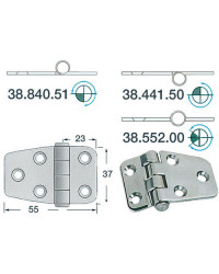 Charnière inox 2 mm - 55 x 37 mm - noeud renversé