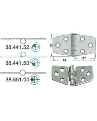 Charnière inox 2 mm - 74 x 37 mm - noeud renversé