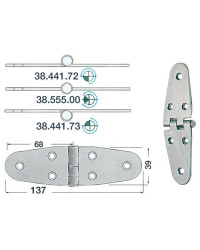 Charnière inox 2 mm - 137 x 39 mm - noeud renversé