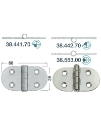 Charnière inox 2 mm - 68 x 39 mm - noeud renversé