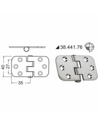 Charnière renversé 70x39 mm -