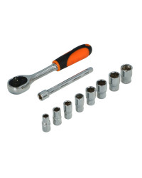 Jeu de clés à douilles 1/4'' - 10 pièces - En blister