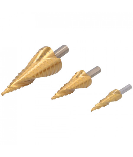 Set de 3 forets coniques hélicoïdaux