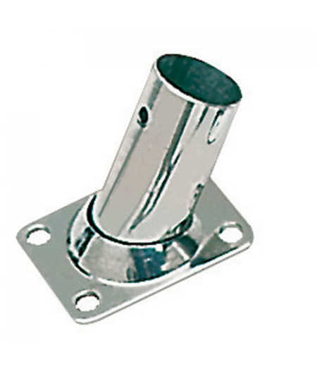 Platine inox soudée rectangulaire - 22 mm - inclinée 60°