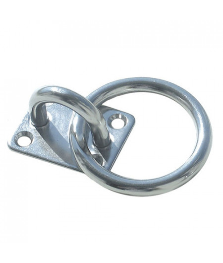 Platine avec anneau inox - 35 x 30 mm - Ø 5 mm