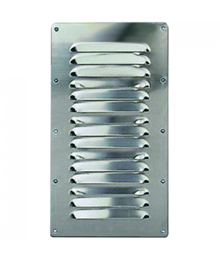 Grille d'aération rectangulaire en inox - 127 x 228 mm