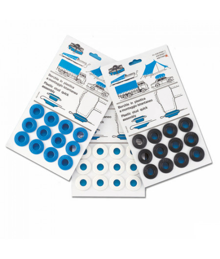 Oeillet à sertir en plastique - bleu - Blister de 12