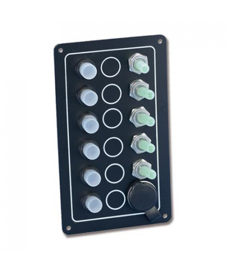 Tableau électrique aluminium - 5 inters + allume cigare - 192 x 102 mm - En blister