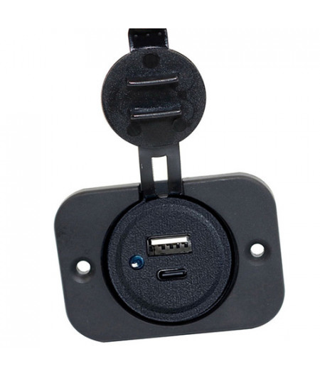 Prise USB - USB-A + USB-C - blanche - brochable