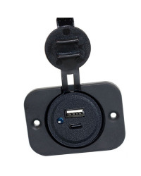 Prise USB - USB-A + USB-C - noire - brochable