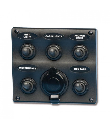 Tableau électrique Design - 5 inters + allume cigare - 107 x 96 mm - En blister