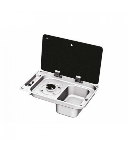 Combiné réchaud évier avec couvercle - évier à droite - sans bonde et robinet