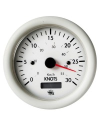 Speedomètre 0 à 30 noeuds avec compteur - 12V - blanc